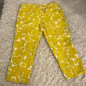 Michael Kors Floral Yellow and White Cropped Pant